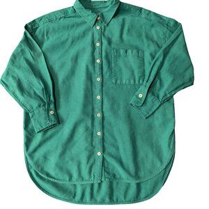 Maeve Anthropologie Linen/cotton Blend Kelly Green Button Down Shirt Oversized